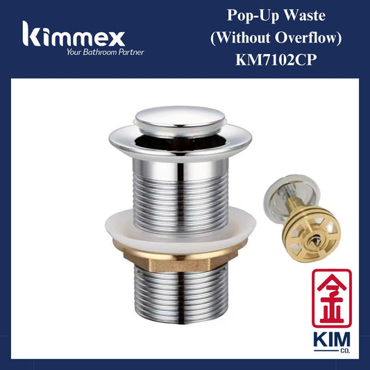 kimmex Brass Chrome Pop Up Waste Without Overflow (Removable Waste Basket) (KM7102CP)