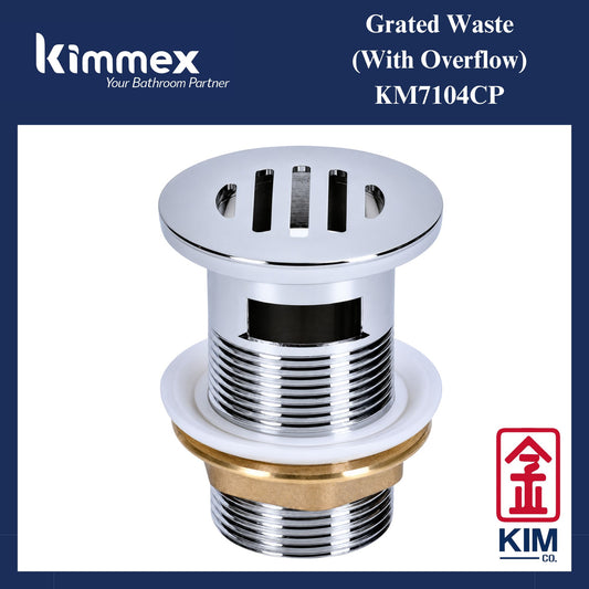 kimmex Brass Chrome Grated Waste With Overflow (KM7104CP)