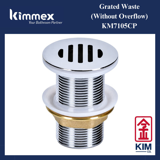 kimmex Brass Chrome Grated Waste Without Overflow (KM7105CP)