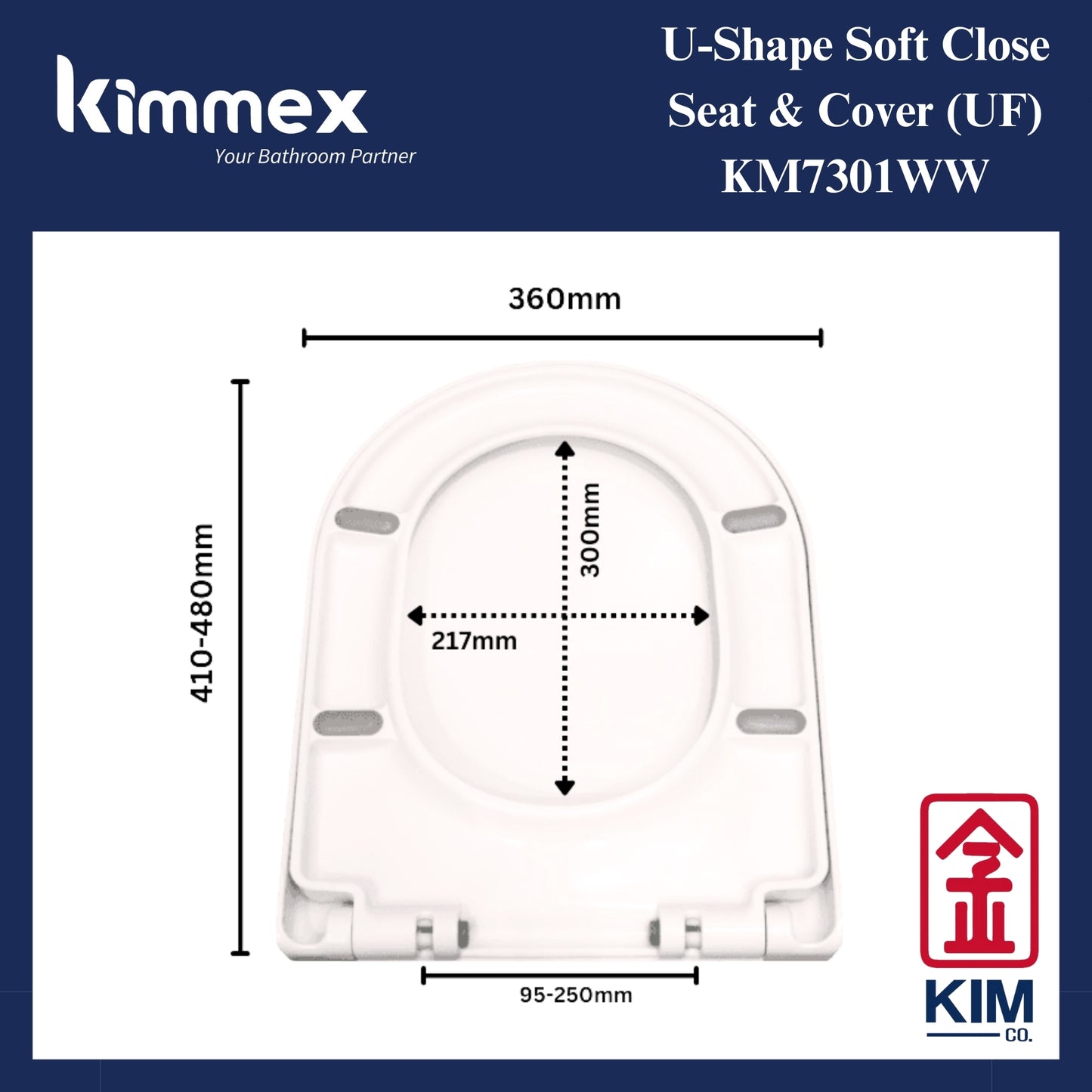 kimmex U-Shape Soft Close Seat & Cover (UF) (KM7301WW)