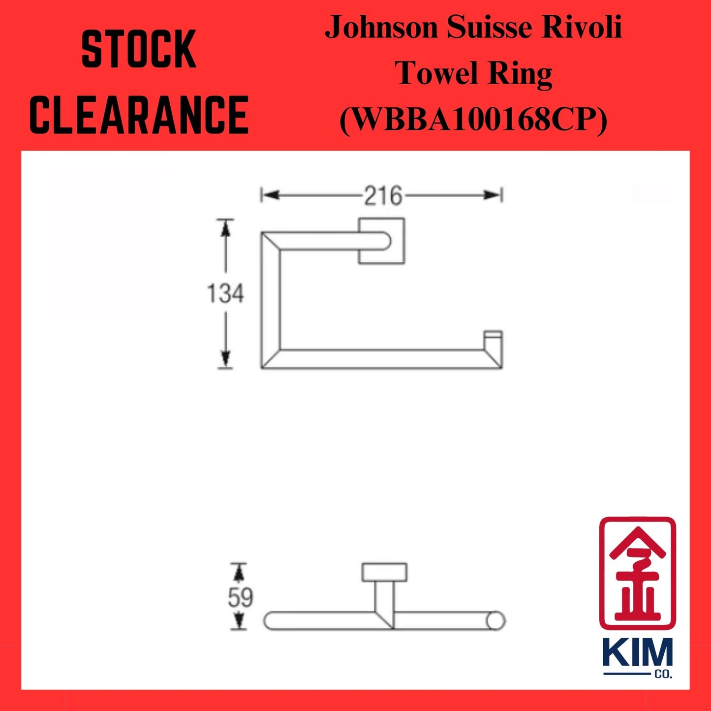 ( Stock Clearance ) Johnson Suisse Rivoli Towel Ring (WBBA100168CP)