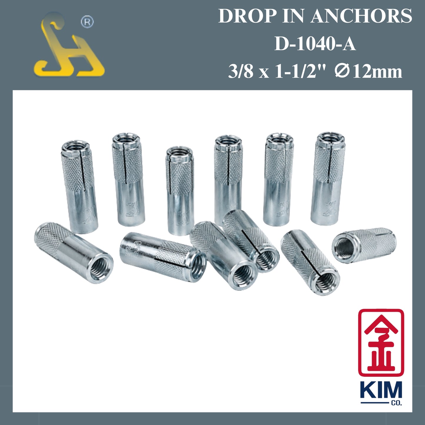 Sin Harp Drop In Anchors D-1040-A 3/8" x 1-1/2" ∅ 12mm