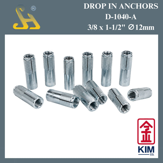 Sin Harp Drop In Anchors D-1040-A 3/8" x 1-1/2" ∅ 12mm