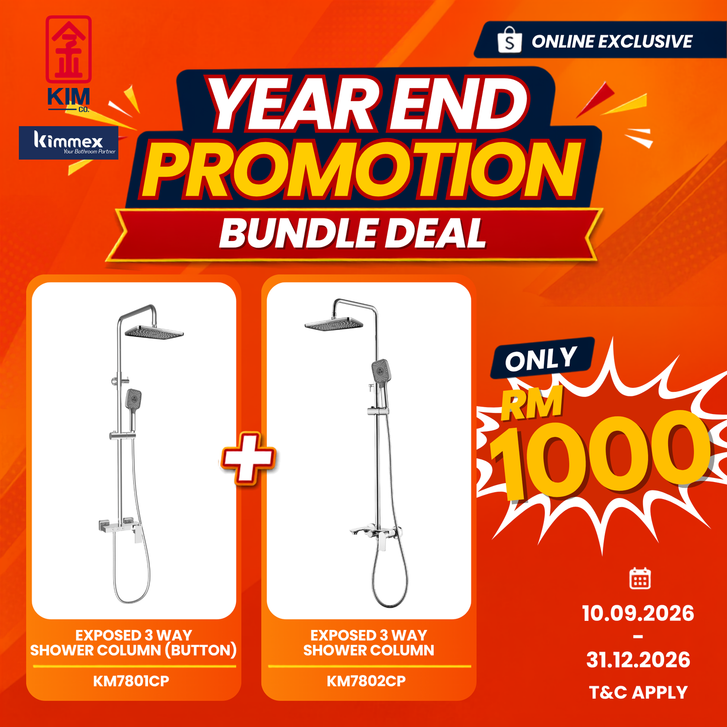 🔥𝐘𝐄𝐀𝐑 𝐄𝐍𝐃 𝐒𝐀𝐋𝐄𝐒🔥- kimmex Brass Chrome Shower Set (2 Set)