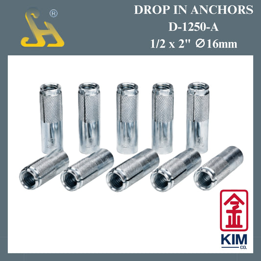 Sin Harp Drop In Anchors D-1250-A 1/2" x 2" ∅ 16mm