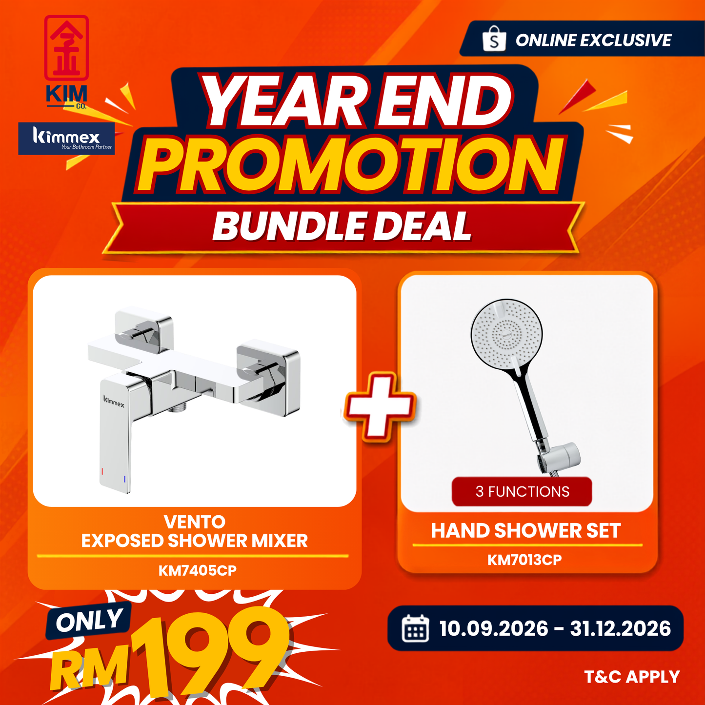 🔥𝐘𝐄𝐀𝐑 𝐄𝐍𝐃 𝐒𝐀𝐋𝐄𝐒🔥- kimmex Vento Exposed Shower & Hand Shower Set