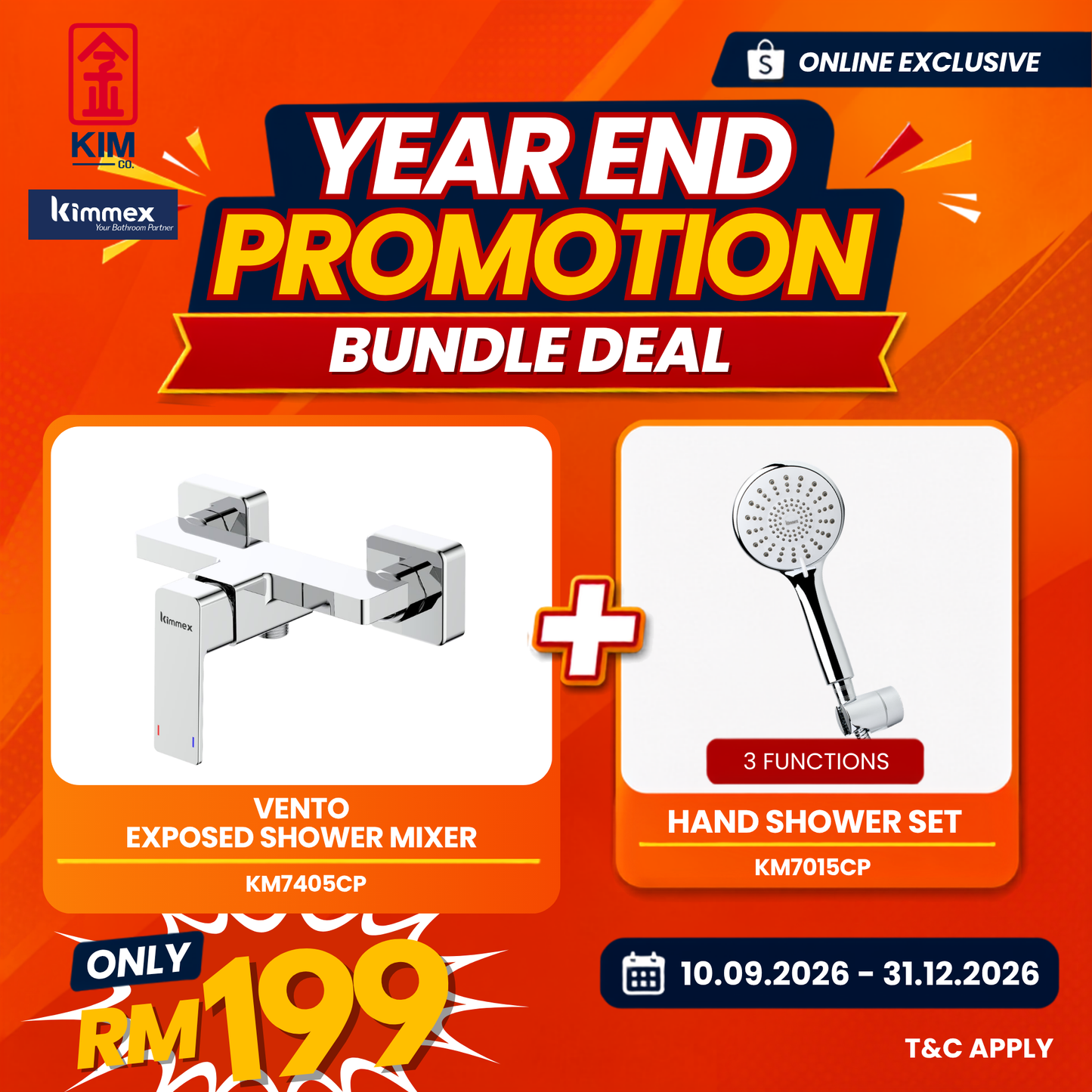 🔥𝐘𝐄𝐀𝐑 𝐄𝐍𝐃 𝐒𝐀𝐋𝐄𝐒🔥- kimmex Vento Exposed Shower & Hand Shower Set