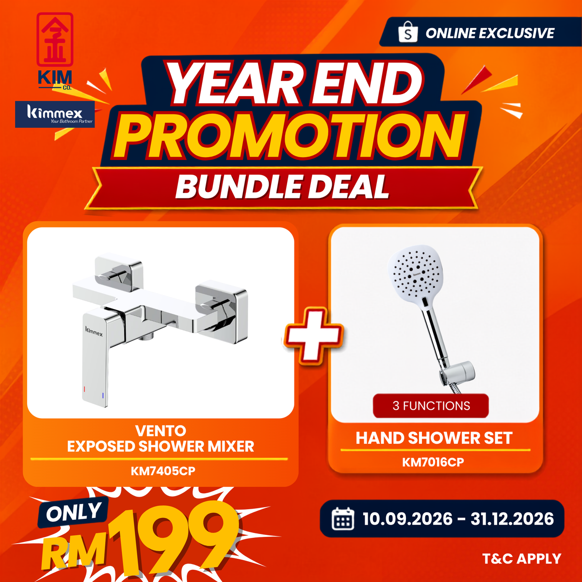 🔥𝐘𝐄𝐀𝐑 𝐄𝐍𝐃 𝐒𝐀𝐋𝐄𝐒🔥- kimmex Vento Exposed Shower & Hand Shower Set