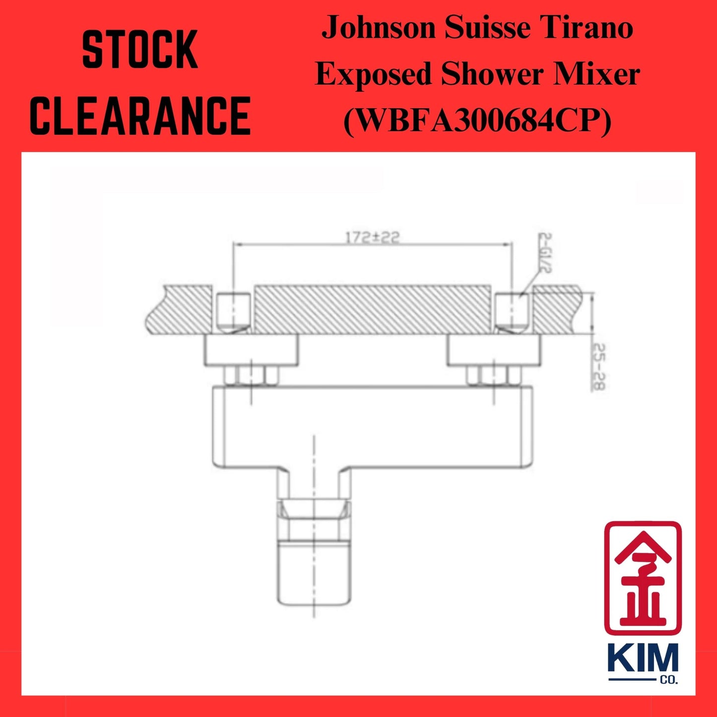 ( Stock Clearance) Johnson Suisse Tirano Exposed Shower Mixer Without Shower Kit (WBFA300684CP)