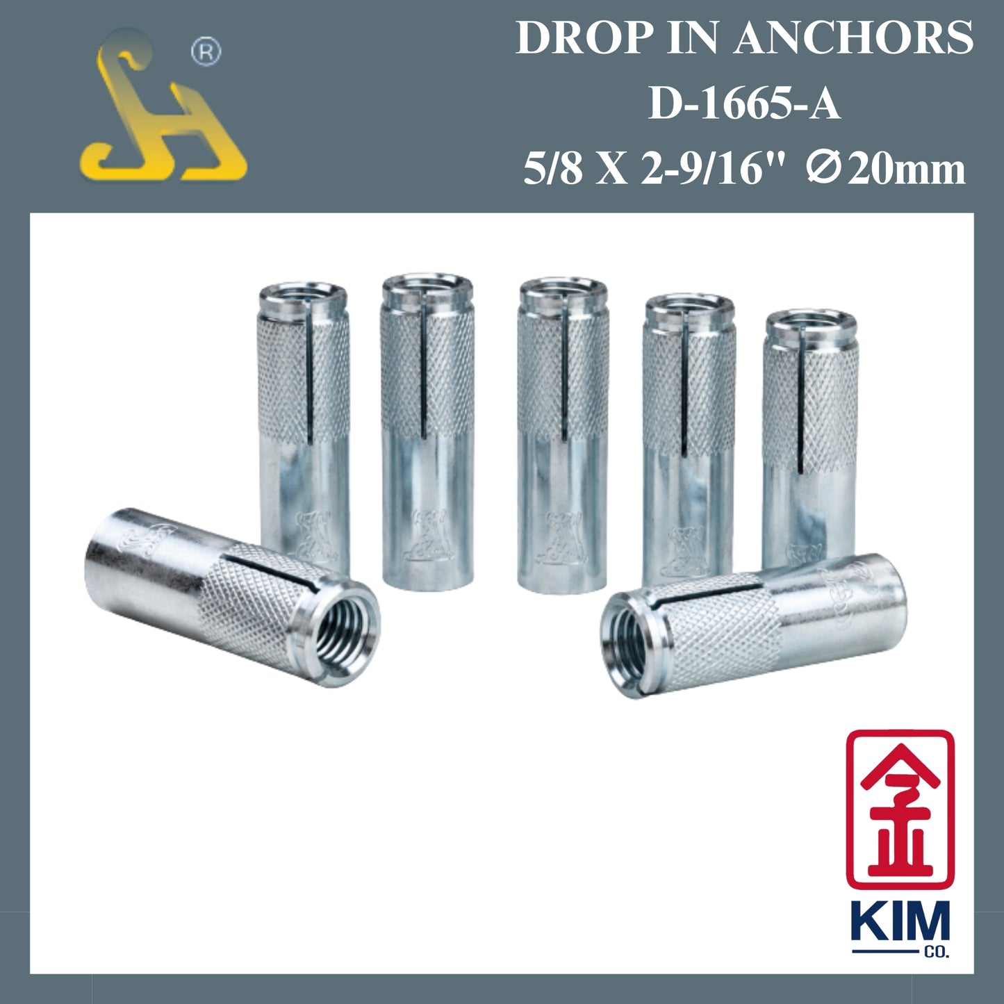 Sin Harp Drop In Anchors D-1665-A 5/8" x 2-9/16" ∅ 20mm
