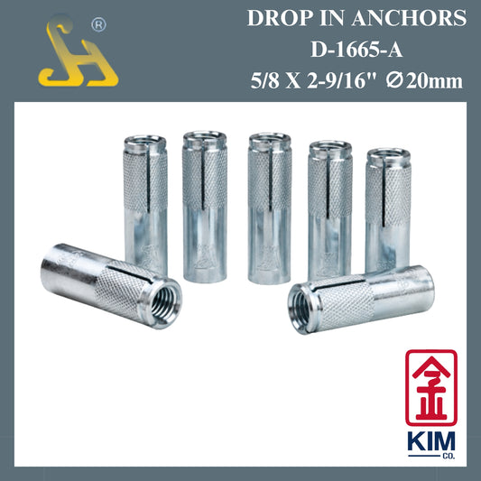 Sin Harp Drop In Anchors D-1665-A 5/8" x 2-9/16" ∅ 20mm