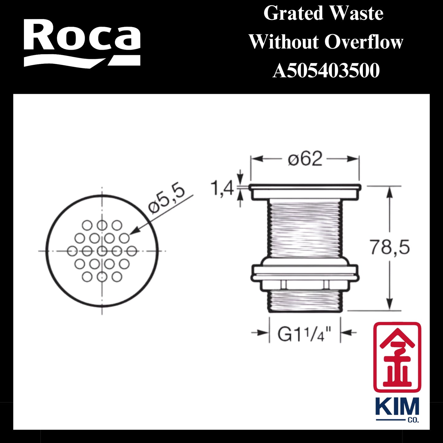 Roca Basin Grated Waste Without Overflow (A505403500)
