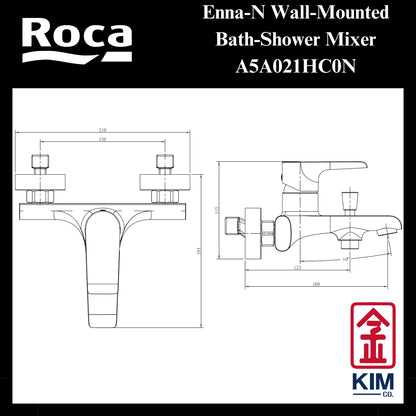 Roca Enna-N Wall-Mounted Bath-Shower Mixer (A5A021HC0N)