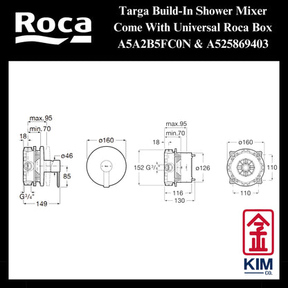 Roca Targa Build-In Shower Mixer (A5A2B5FC0N & A525869403)