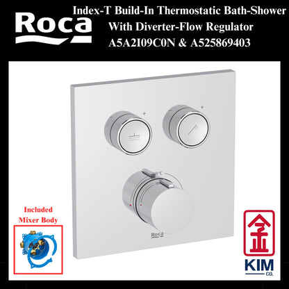 Roca Index-T Build-In Thermostatic Bath-Shower Mixer (A5A2I09C0N & A525869403)