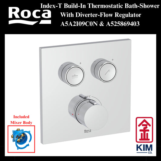 Roca Index-T Build-In Thermostatic Bath-Shower Mixer (A5A2I09C0N & A525869403)