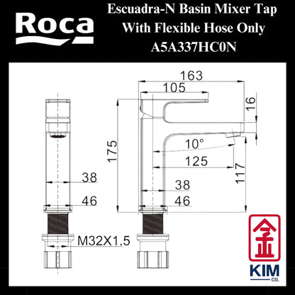 Roca Escuadra-N Basin Mixer (A5A337HC0N)