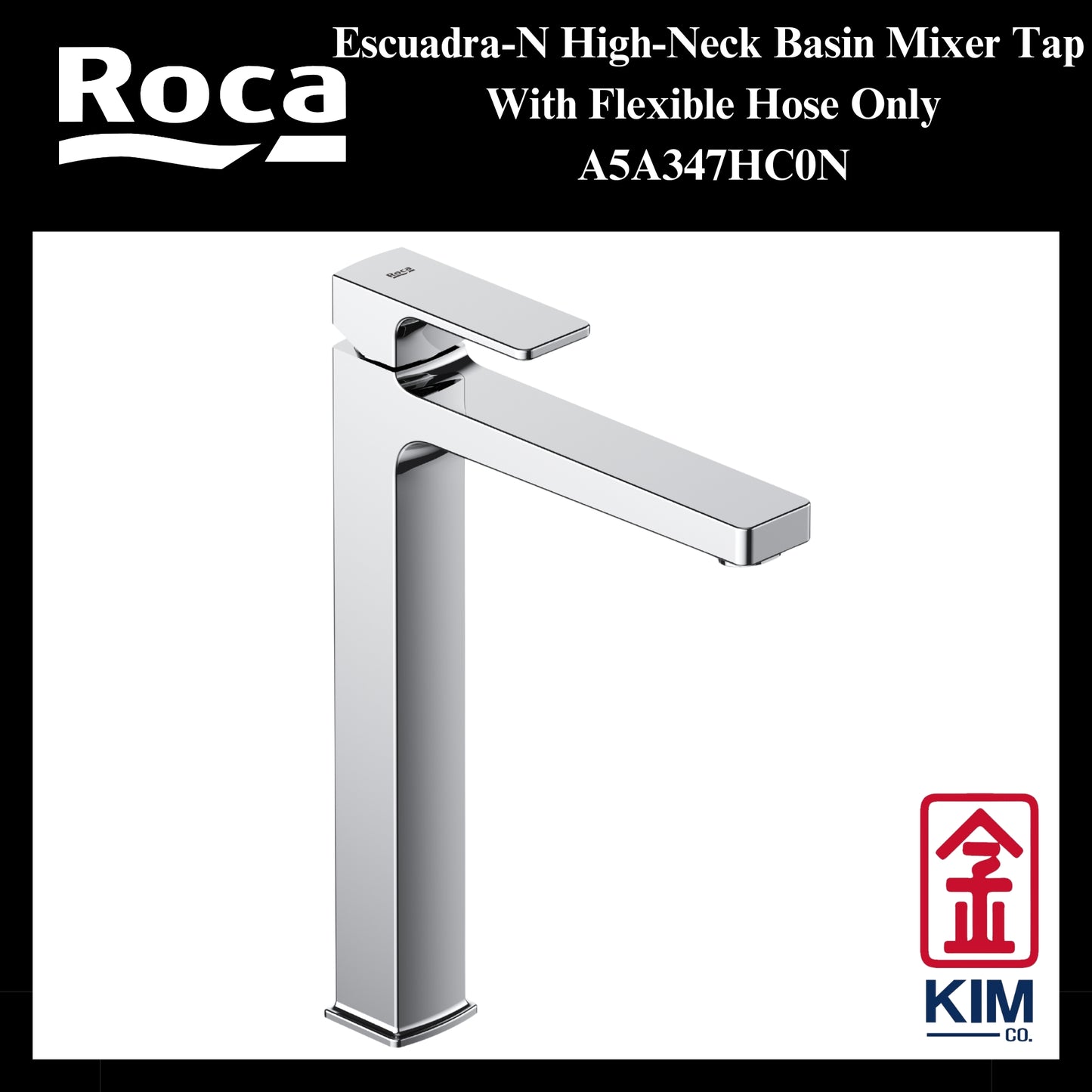 Roca Escuadra-N High Neck Basin Mixer (A5A347HC0N)