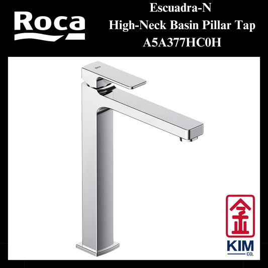 Roca Escuadra-N High Neck Basin Pillar Tap (A5A377HC0H)