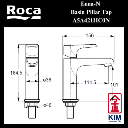 Roca Enna-N Basin Pillar Tap (A5A421HC0N)