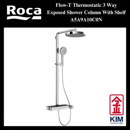 Roca Flow-T Thermostatic 3 Way Exposed Shower Column With Shelf (A5A9A10CON)