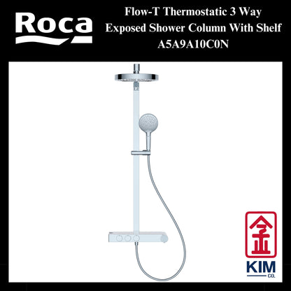 Roca Flow-T Thermostatic 3 Way Exposed Shower Column With Shelf (A5A9A10CON)