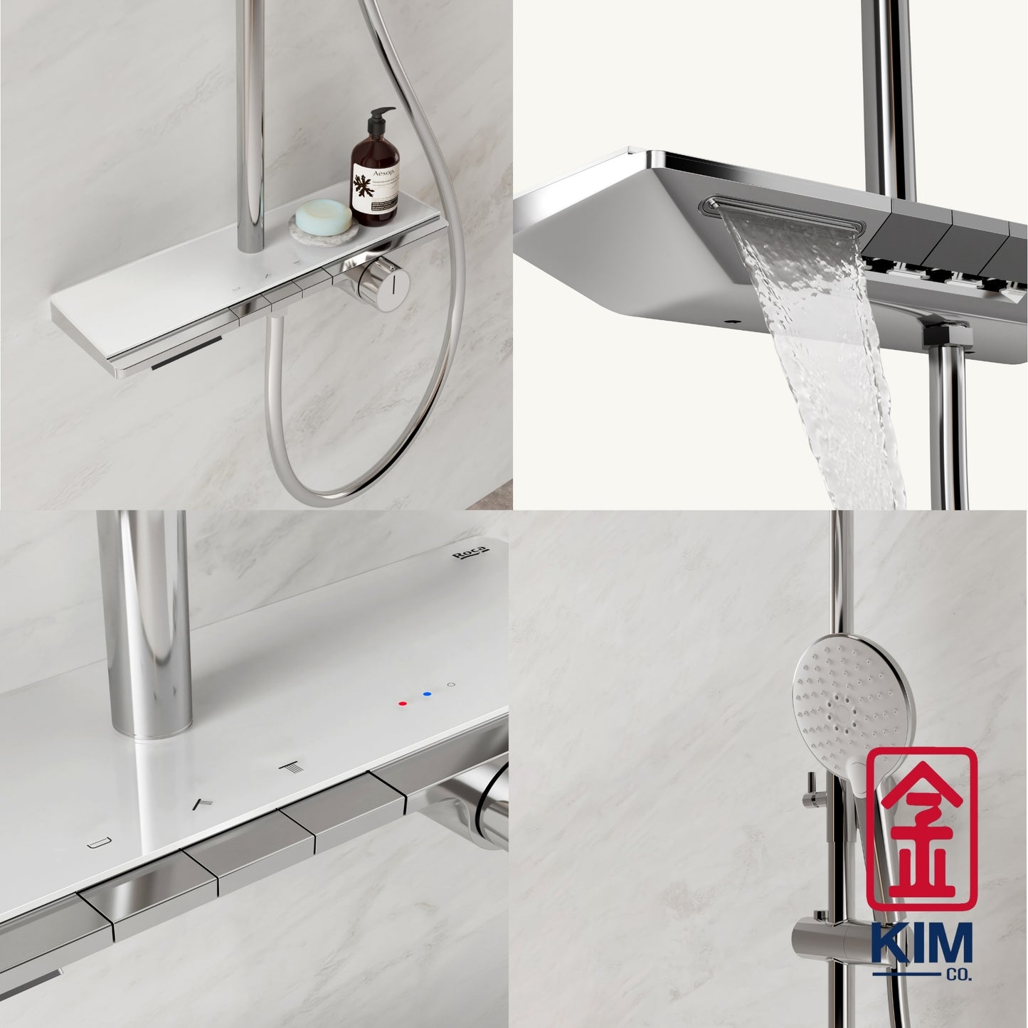 Roca Piano-N 3 Way Exposed Shower Column With Shelf (A5A9C10C0N)