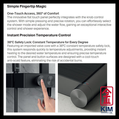 Roca Flow-T Thermostatic 3 Way Exposed Shower Column With Shelf (A5A9A10CON)