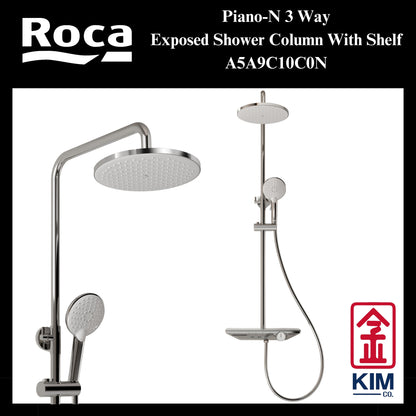 Roca Piano-N 3 Way Exposed Shower Column With Shelf (A5A9C10C0N)