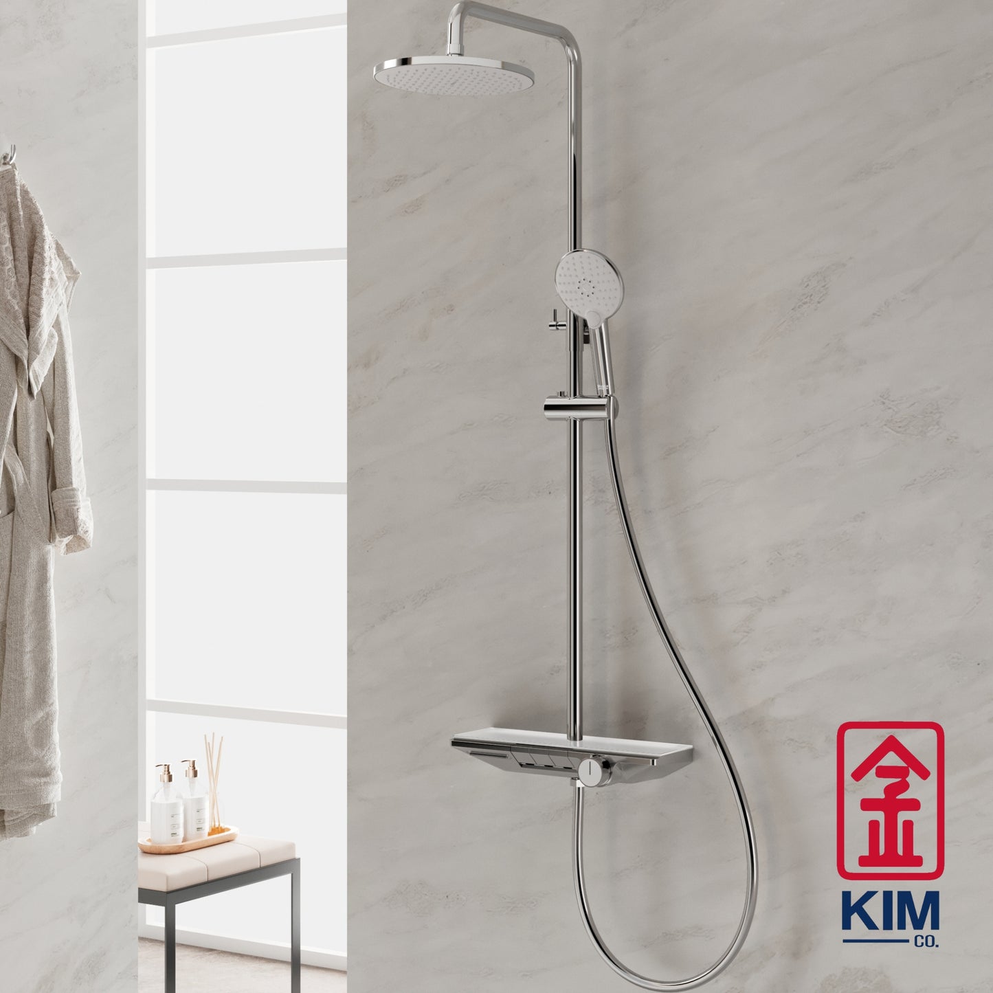 Roca Piano-N 3 Way Exposed Shower Column With Shelf (A5A9C10C0N)