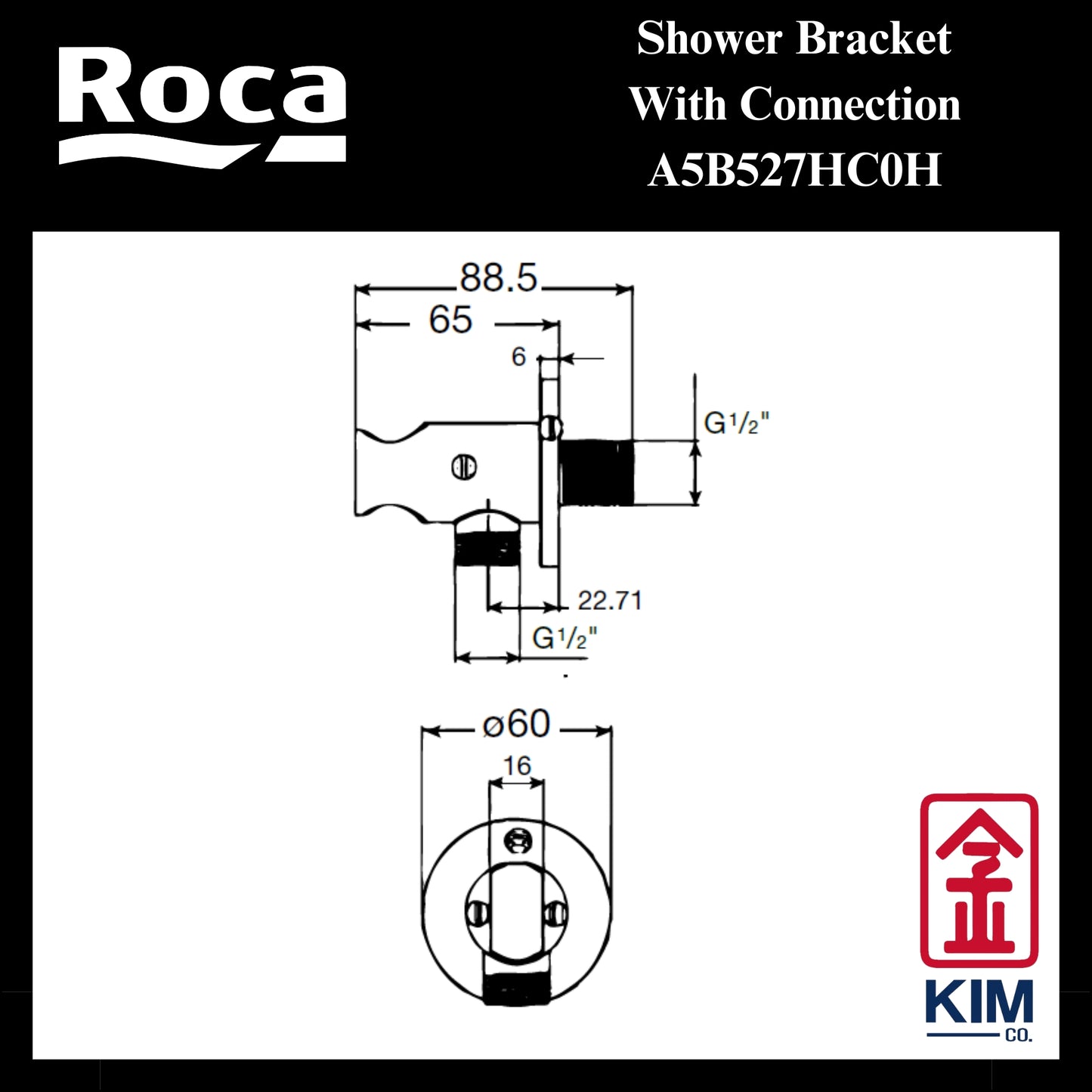 Roca Round Wall Outlet Connection With Fixed Bracket (A5B527HC0H)