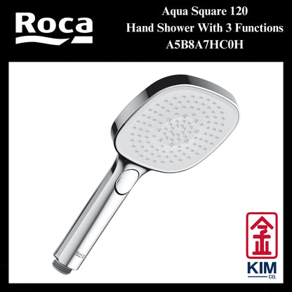 Roca Aqua Square 120mm Hand Shower (A5B8A7HC0H) (3 Functions)