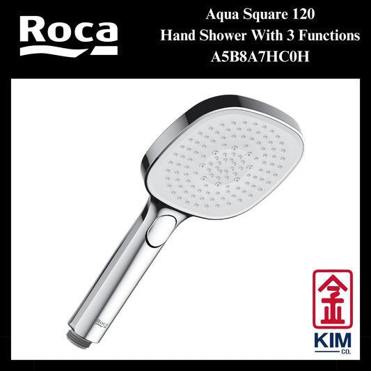 Roca Aqua Square 120mm Hand Shower (A5B8A7HC0H) (3 Functions)