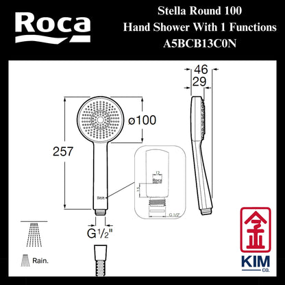 Roca Stella Round Ø100mm Hand Shower (A5BCB13C0N) (1 Function)