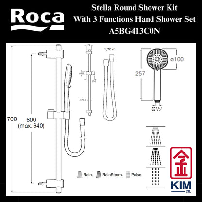 Roca Stella Round Bering Shower Kit Set (A5BG413C0N)