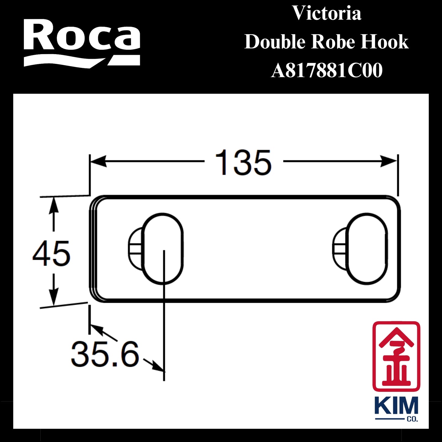 Roca Victoria Double Robe Hook (A817881C00)