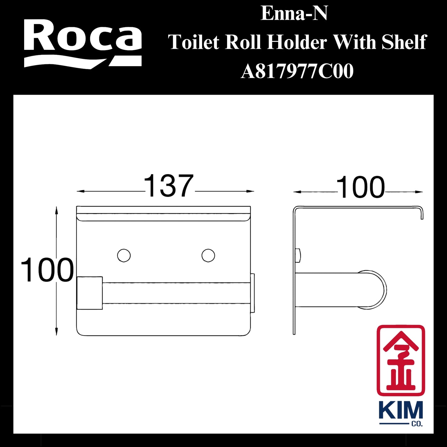 Roca Enna-N Toilet Roll Holder With Shelf (A817977C00)