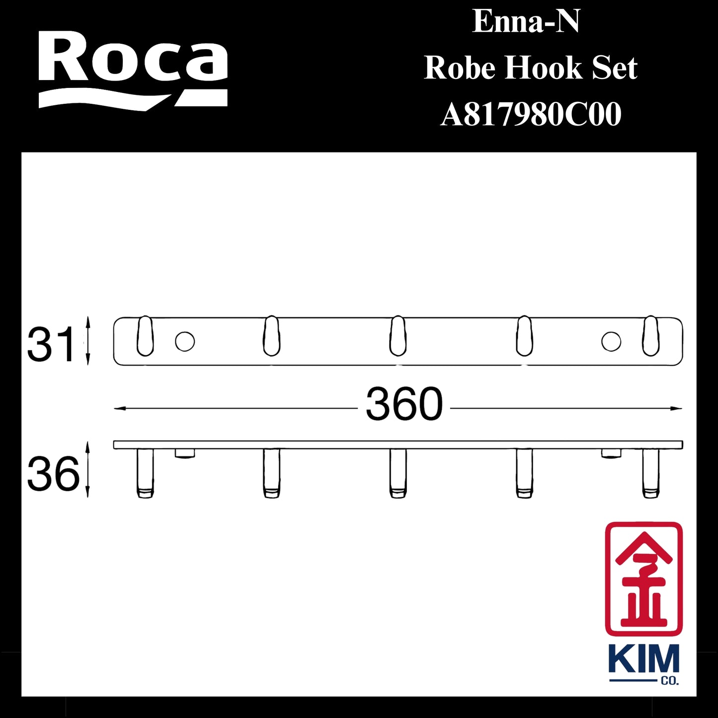 Roca Enna-N Robe Hook Set (A817980C00)