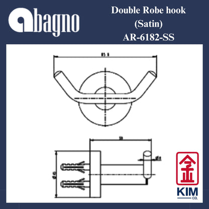 Abagno Stainless Steel 304 Double Robe Hook (AR-6182-SS)