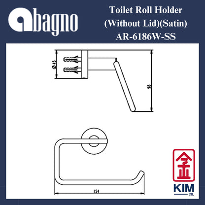 Abagno Stainless Steel 304 Toilet Roll Holder Without Lid (AR-6186W-SS)