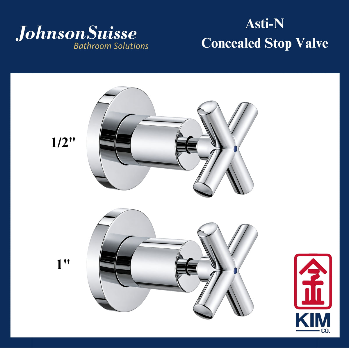 Johnson Suisse Asti-N Concealed Stop Valve (1/2" & 1")
