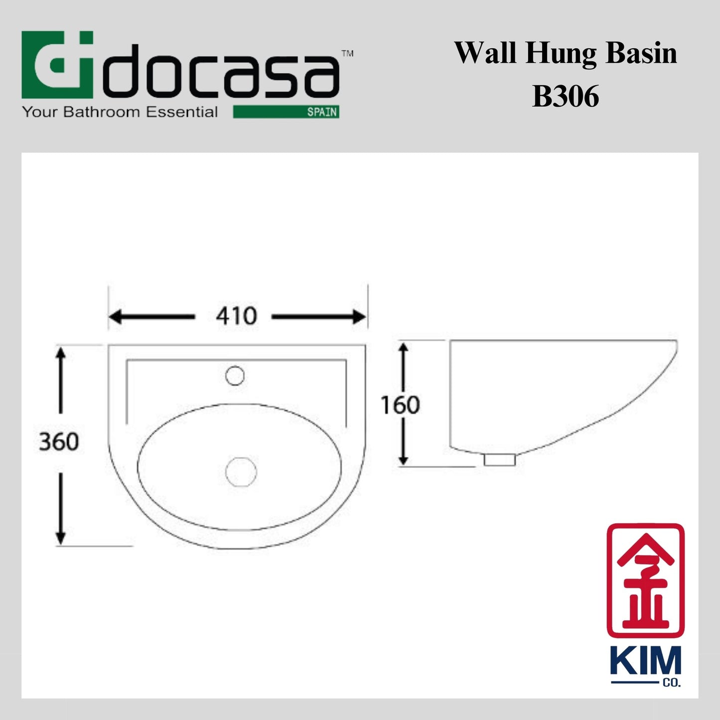 Docasa Wall Hung Basin (B306)