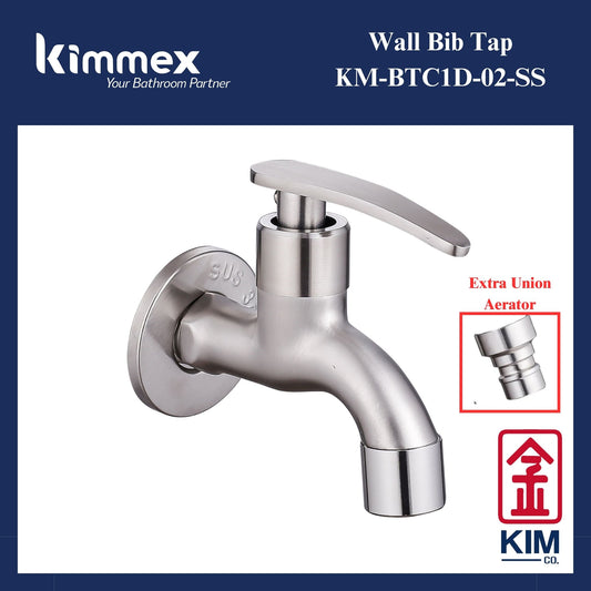kimmex Stainless Steel 304 Wall Bib Tap (With 2 Aerators) (KM-BTC1D-02-SS)