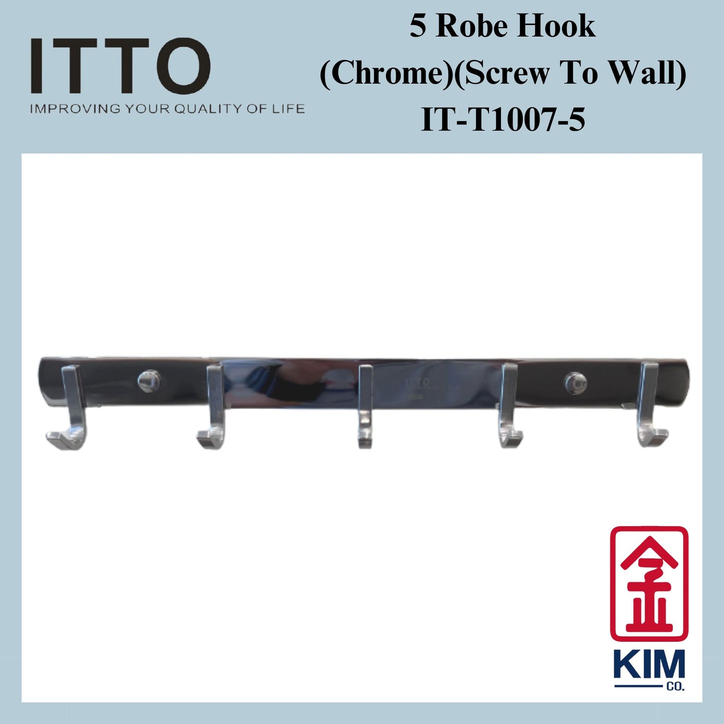 Itto S/Steel 304 Screw To Wall 5 Robe Hook (IT-T1007-5 & IT-T1007-5/LS)