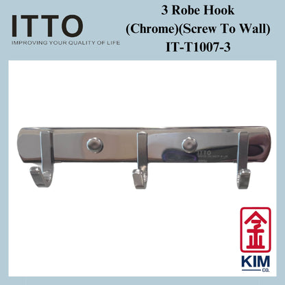 Itto Stainless Steel 304 Screw To Wall 3 Robe Hook (IT-T1007-3 & IT-T1007-3/LS)