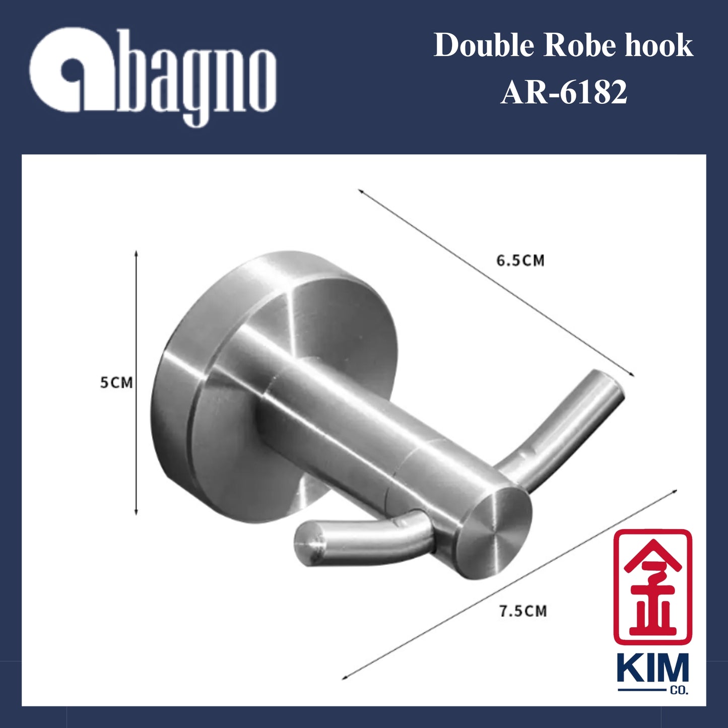 Abagno Stainless Steel 304 Double Robe Hook (AR-6182)