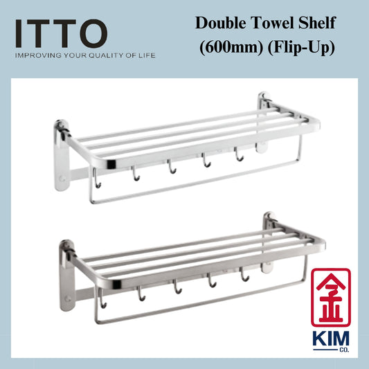 Itto Stainless Steel 304 Double Towel Shelf (600mm) (Flip-Up)