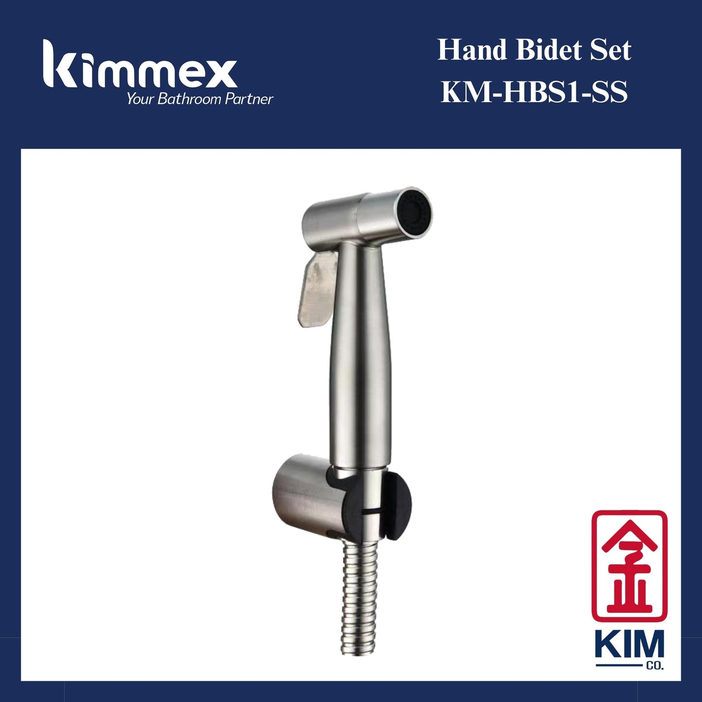 kimmex Hand Bidet Spray Cw 1.2m Bidet Hose & Wall Bracket (KM-HBS1-SS)
