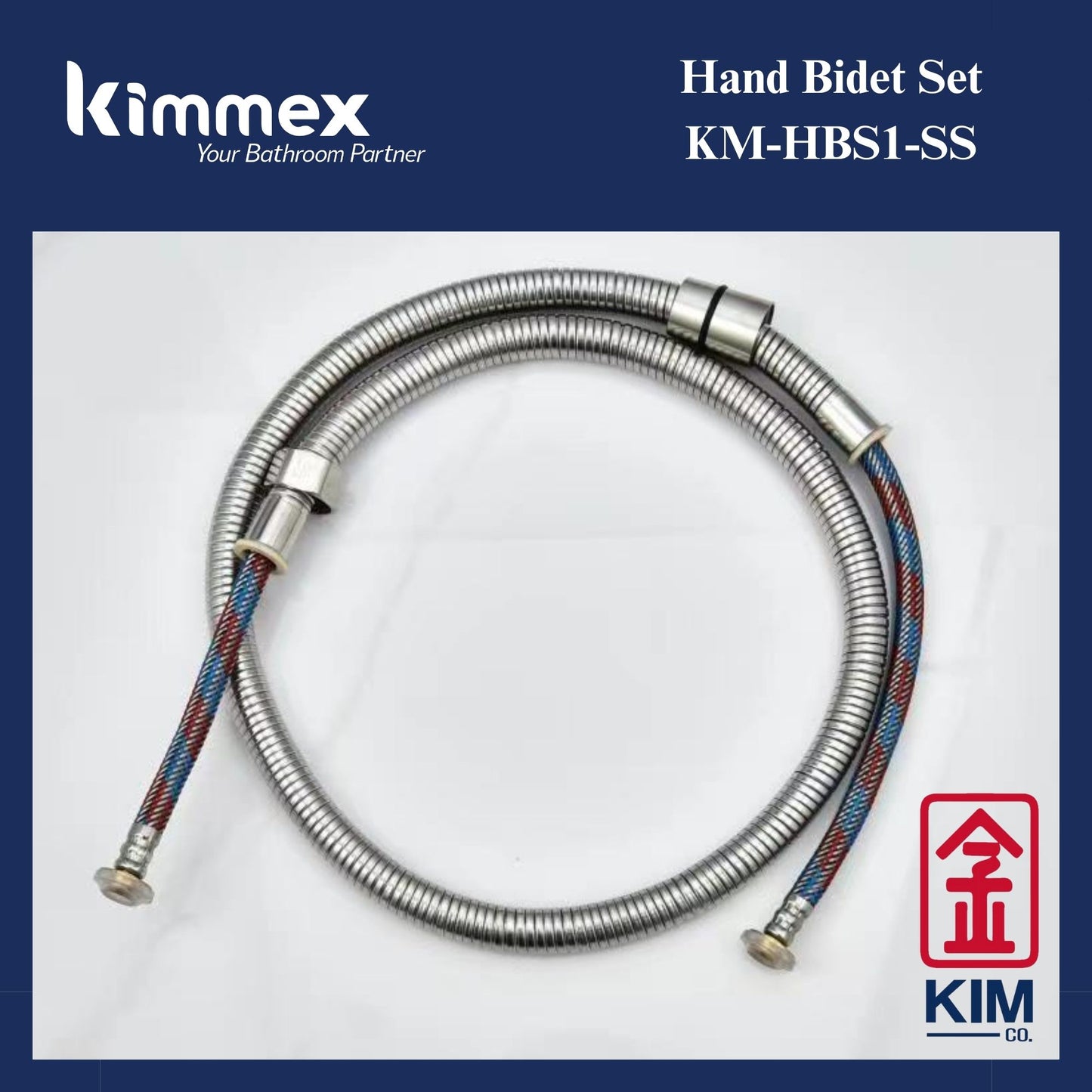 kimmex Hand Bidet Spray Cw 1.2m Bidet Hose & Wall Bracket (KM-HBS1-SS)