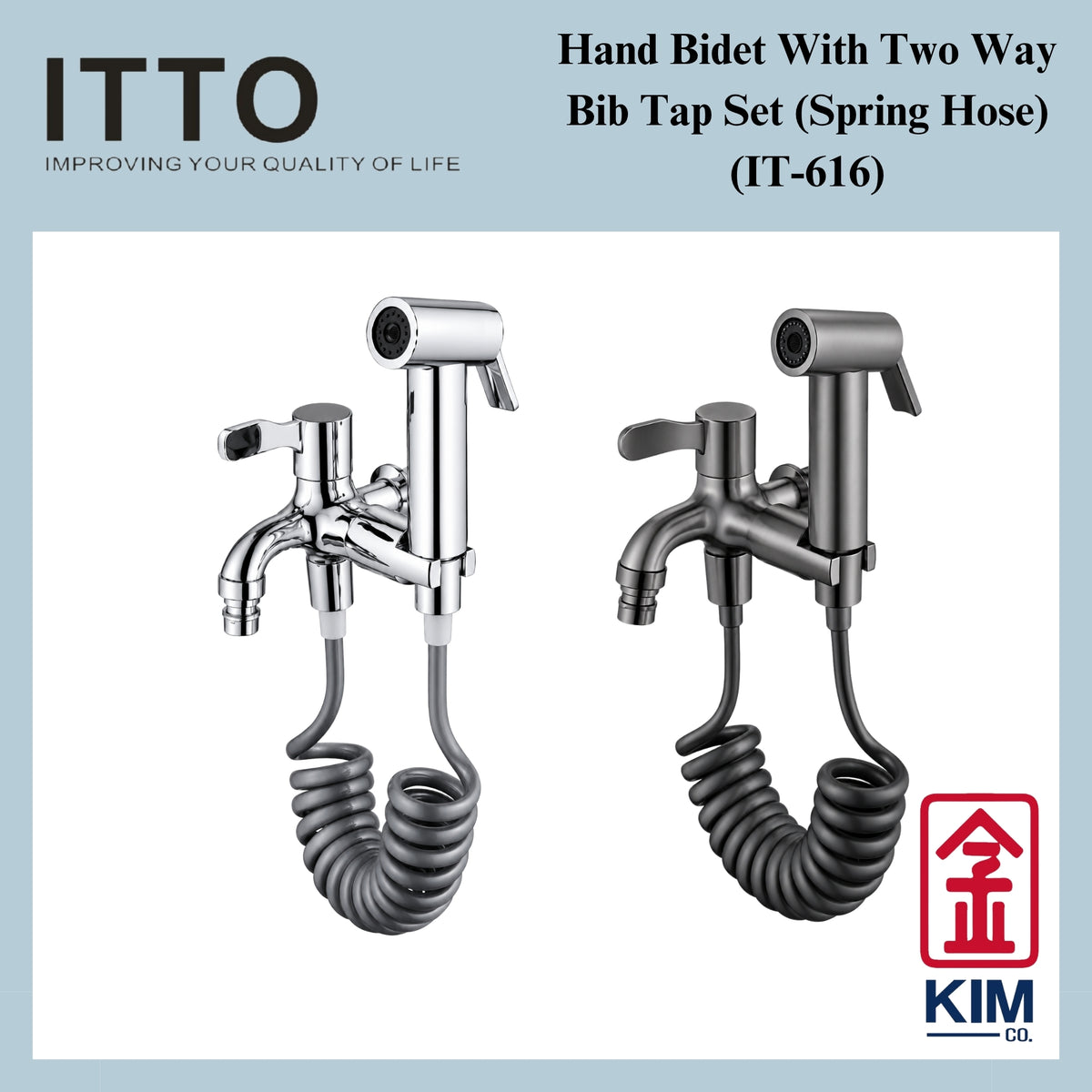 Itto Hand Bidet Spray Set With Two Way Bib Tap (Spring Hose) (IT-616)